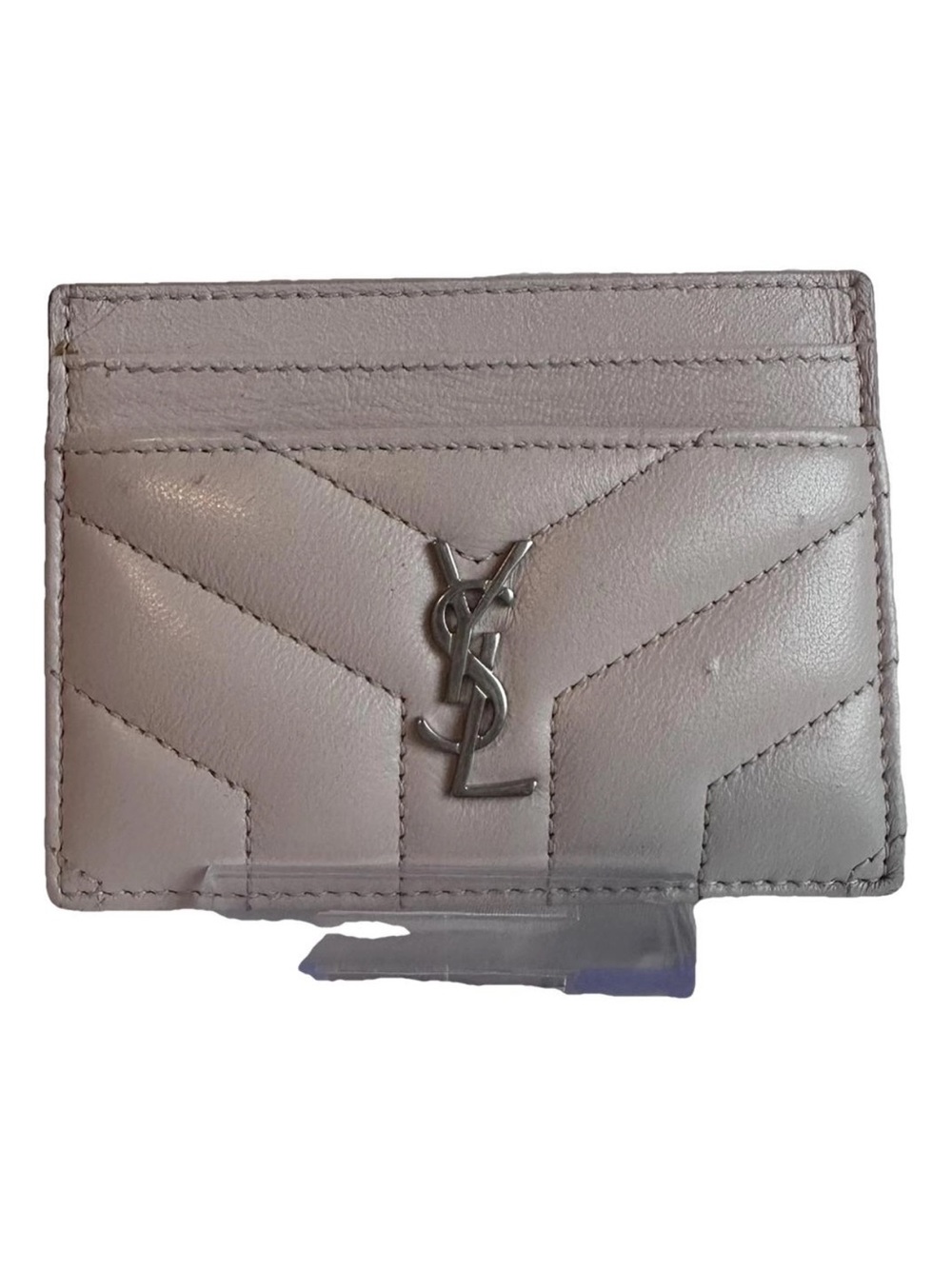 YSL Monogram Chevron Quilted Nappa Leather Card Holder